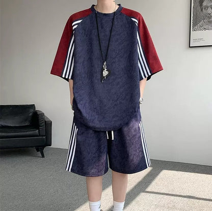 Trendy Striped Loose Casual Sportswear Set
