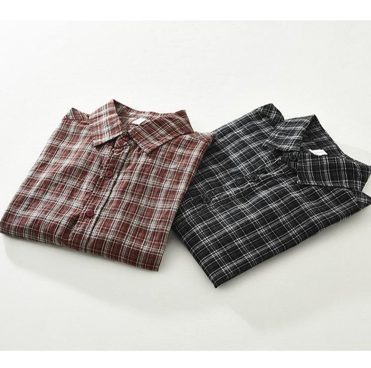 Retro Artistic Plaid Casual Loose Shirt