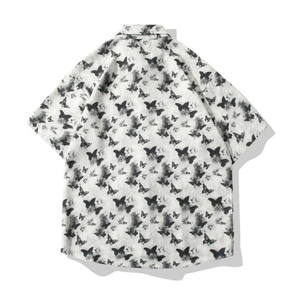 Trendy Butterfly Print Loose-Fitting Shirt