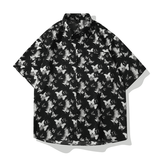 Trendy Butterfly Print Loose-Fitting Shirt