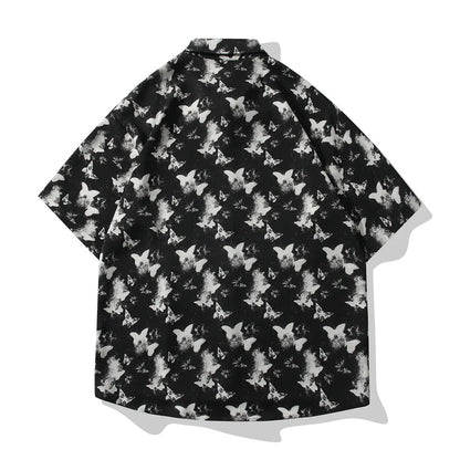 Trendy Butterfly Print Loose-Fitting Shirt