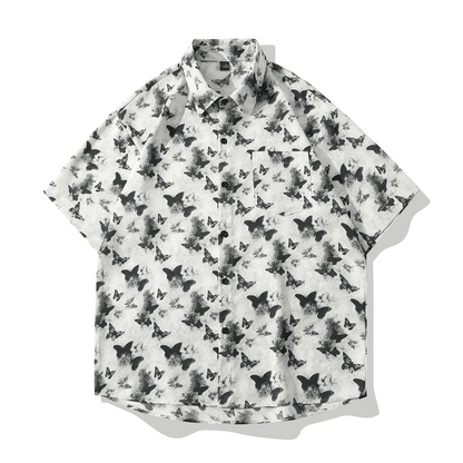 Trendy Butterfly Print Loose-Fitting Shirt